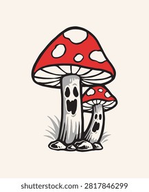 Illustration Mushroom and scary