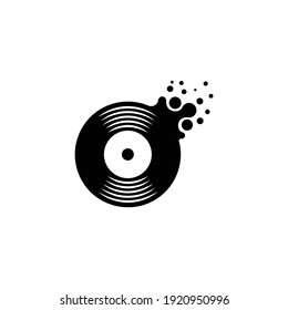 Ilustración de diseño de logotipo de pulsación de disco de música