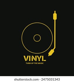 Vector de diseño de logotipo de signo de DJ de disco de música de ilustración, diseño de póster de música de vinilo de dibujo de línea, diseño de arte de vinilo, icono de vinilo para tarjeta, invitación, folleto, registro de vinilo, eps8