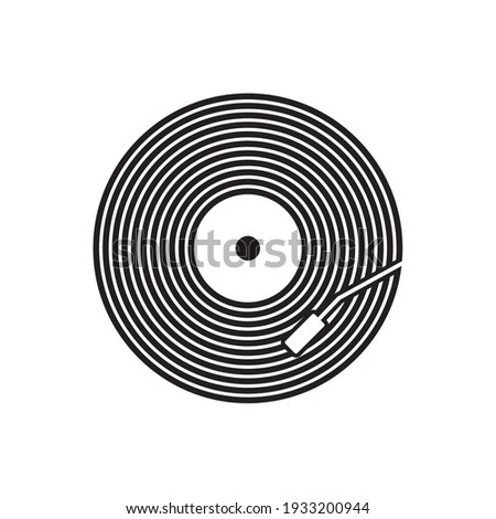 Illustration music disk DJ sign logo design vector 
