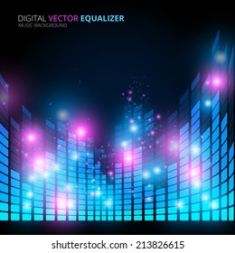 Illustration of music equalizer bar in shiny background