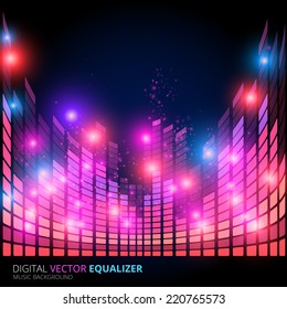 Illustration of music equalizer bar in shiny background