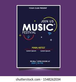 Illustration of Music Festival with Dark Background