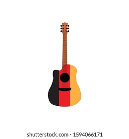 Illustration music guitar with  Germany flag color logo vector icon