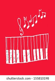 Illustration of a music icon  piano and musical notes