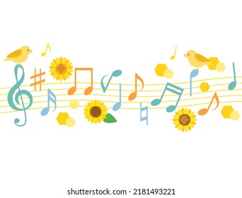 It is an illustration of music with the image of summer.