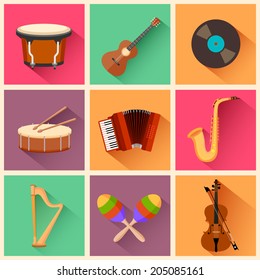 illustration of music instrument in flat style