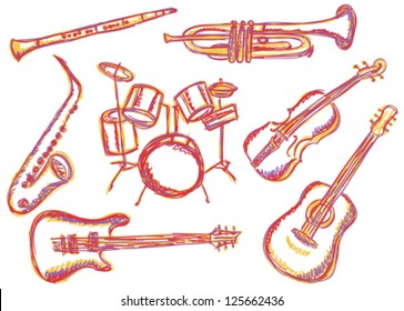 Musical Instruments Sketches High Res Stock Images Shutterstock