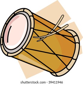 Illustration of music instruments of small drums and stick