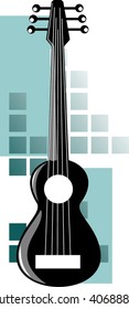 Illustration of music instruments of violin and black string	