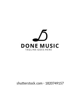 Illustration music note abstract with D sign logo design template