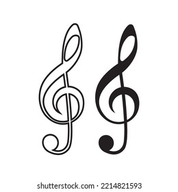 Illustration of music note icon in flat style. Used for music business.
