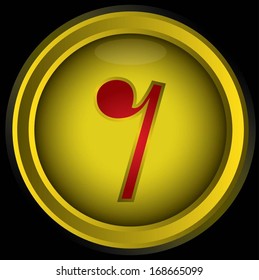 illustration music note with on gold button