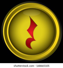 illustration music note with on gold button