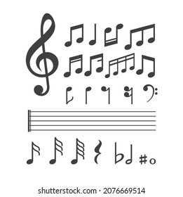 illustration of music note, vector art.