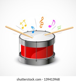 illustration of music notes coming out of drum beats