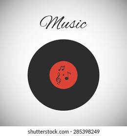 Illustration of music record and color notes on a beautiful background 