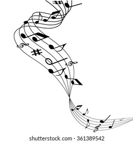 Illustration of music, the songs, notes, the melodies on a music background, music notes, music festival, music vector
