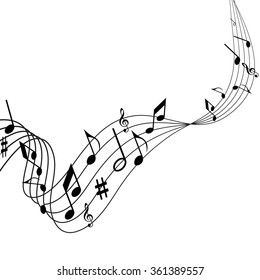 Illustration of music, the songs, notes, the melodies on a music background, music notes, music festival, music vector