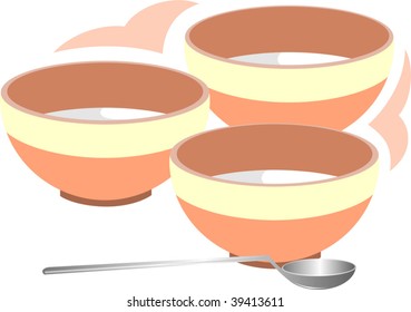 Illustration of music tunes of bowl with spoon	