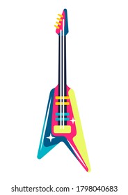 Illustration of musical electric guitar. Music party or rock concert creative image.