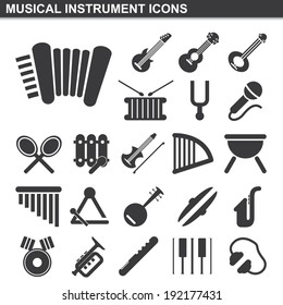 illustration of musical instrument icons set