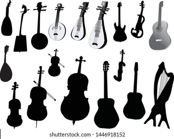 illustration with musical instruments isolated on white background