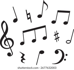 Ilustração de símbolos de notas musicais