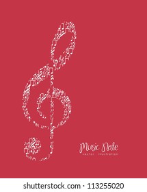 Illustration of musical notes forming a larger note, music, sound, vector illustration