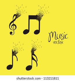 illustration of musical notes forming with small musical notes, vector illustration