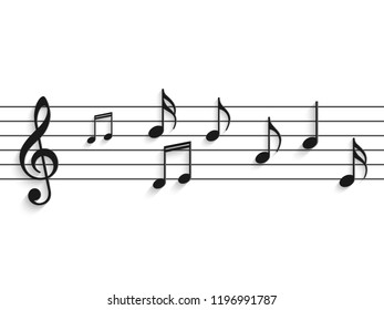 Illustration of musical notes 
isolated on a white background.