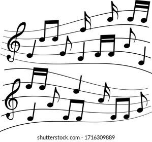 Illustration of musical notes on a scale.