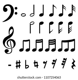 Illustration of musical notes on white background