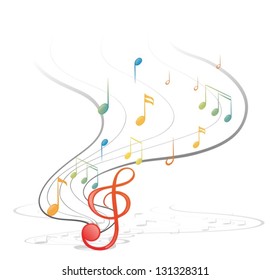 Illustration of the musical notes on a white background