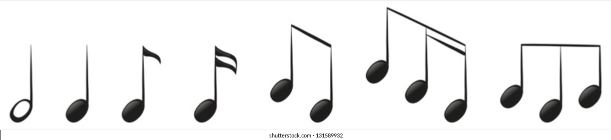 Ilustración de las notas musicales sobre fondo blanco
