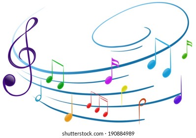 Illustration of the musical notes on a white background