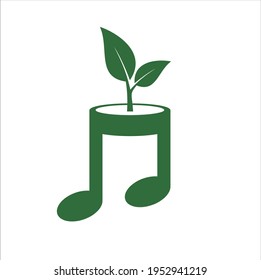 ilustración de notas y plantas musicales 