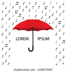 Illustration Musical Notes Rain Red Umbrella Stock Vector (Royalty Free ...