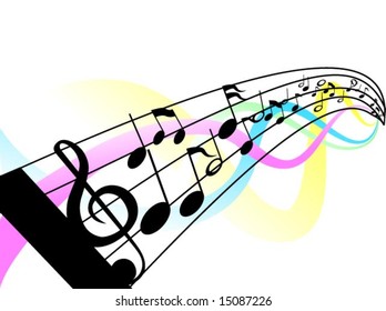 Illustration of Musical Notes and Staff
