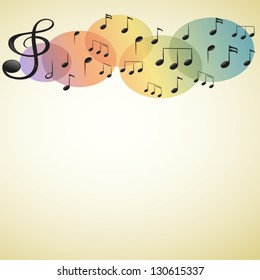 Illustration of the musical notes and symbols with an empty space on a white background