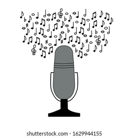 Illustration of musical symbols, vocal school for logotypes of shop, school, course. Printing for card, poster, dish, clothes, magazine, book.