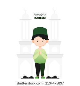 illustration of a Muslim boy, ramadan theme