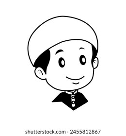 illustration of a Muslim boy, simple vector icon