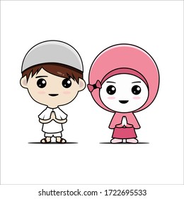 illustration of Muslim cartoon characters vector design