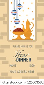 Illustration for muslim celebration or invitation for dinner in the fasting month