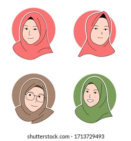 illustration of a Muslim female model Minimalist avatar