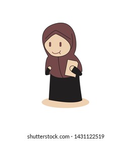 Illustration of Muslim girl icon vector 
