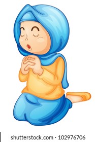 illustration of a muslim girl praying