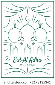 An illustration of Muslim holiday Eid al-Ad the sacrifice sheep. Month lamb and a lamp