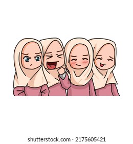 Illustration of a Muslim Kid Girl Wearing Hijab.